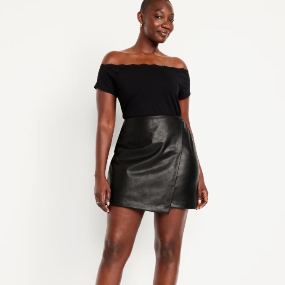 NWT High-Waisted Faux-Leather Mini Skirt